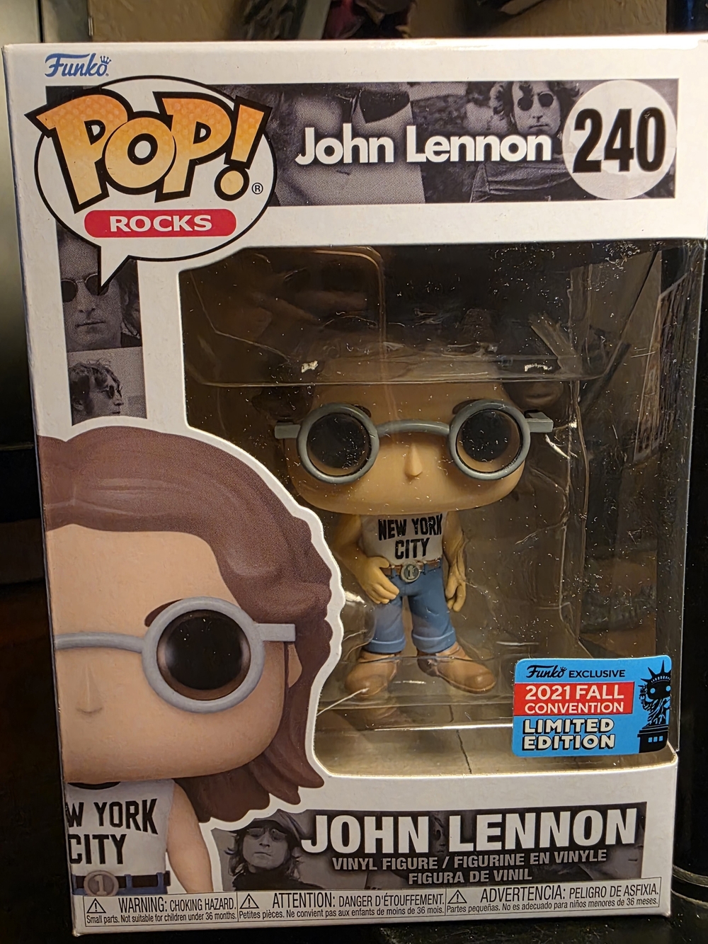 Funko Pop! Rocks John Lennon #240 Vinyl Figure - Brown Hair, Blue Jeans